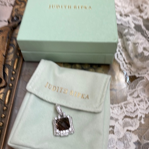 Judith Ripka Sterling Smokey Quartz Charm pendant enhancer - Picture 2 of 7